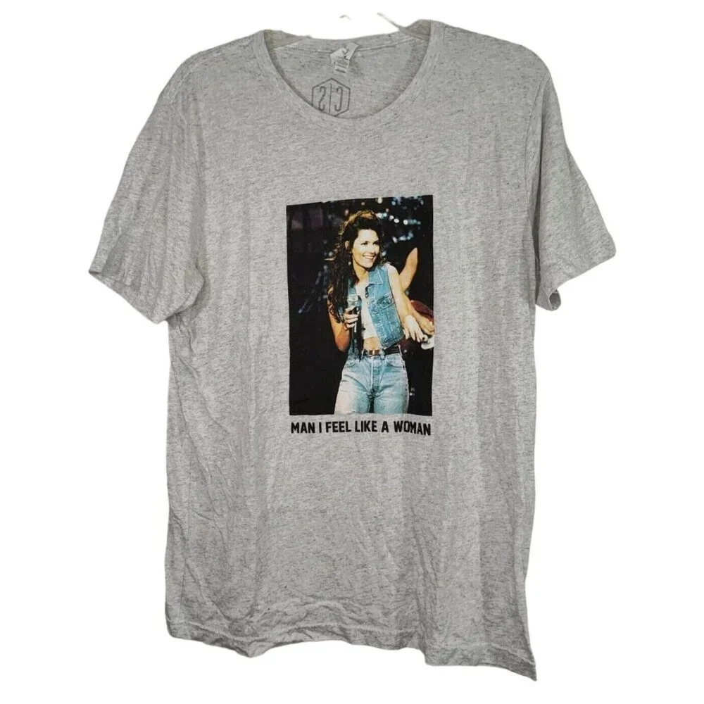 Bella Canvas Man I Feel Like A Woman Graphic T-Shirt Women Size L Short Slv Gray
